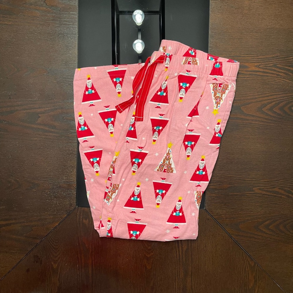 Old Navy Womens Pajama Bottoms - Pink Santa Print Match the Fam